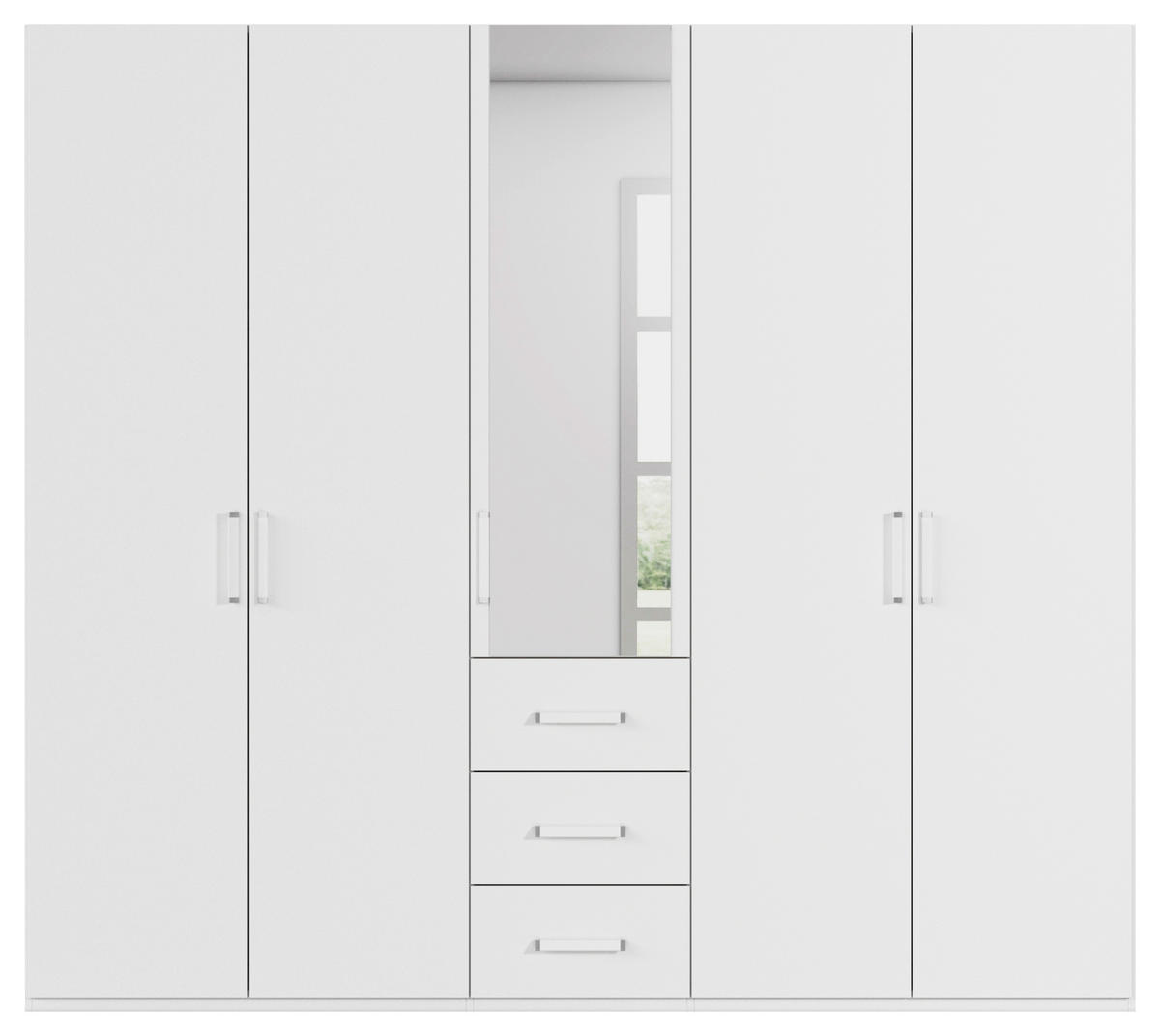 DREHTÜRENSCHRANK 251/223/60 cm 5-türig Weiß  - Weiß, Design, Glas/Holzwerkstoff (251/223/60cm) - Novel