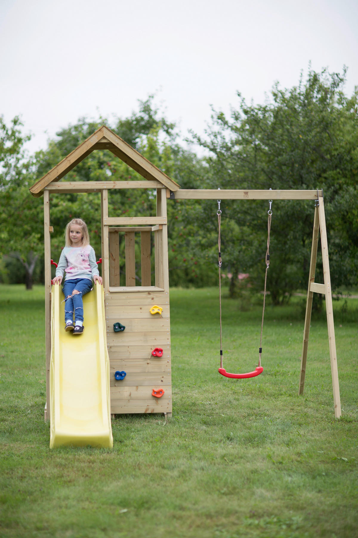 SPIELTURM 270/270/280 cm  - Gelb/Naturfarben, KONVENTIONELL, Holz (270/270/280cm)
