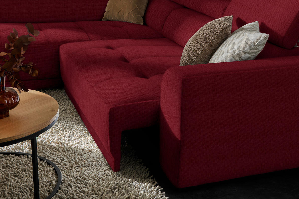 ECKSOFA in Chenille Rot  205/284 cm  - Rot/Schwarz, Design, Kunststoff/Textil (205/284cm) - Xora