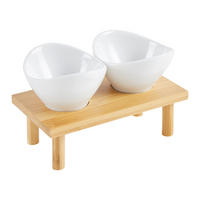 SET DE BOLURI PENTRU SERVIRE  - maro/alb, Design, ceramică/lemn (18,9/10,5/10,5cm)