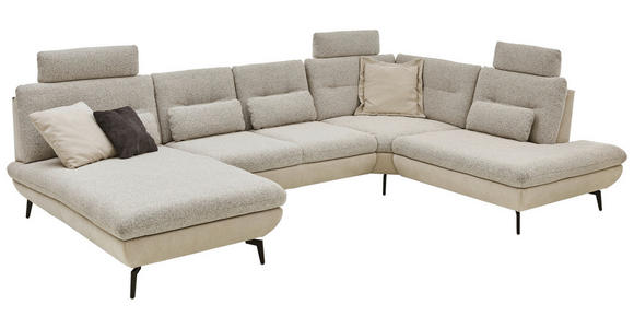 WOHNLANDSCHAFT Beige Chenille  - Beige/Schwarz, Design, Textil/Metall (190/352/243cm) - Dieter Knoll