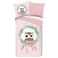 JUGENDBETTWÄSCHE Owli Renforcé 135/200 cm  - Rot/Rosa, Design, Textil (135/200cm)
