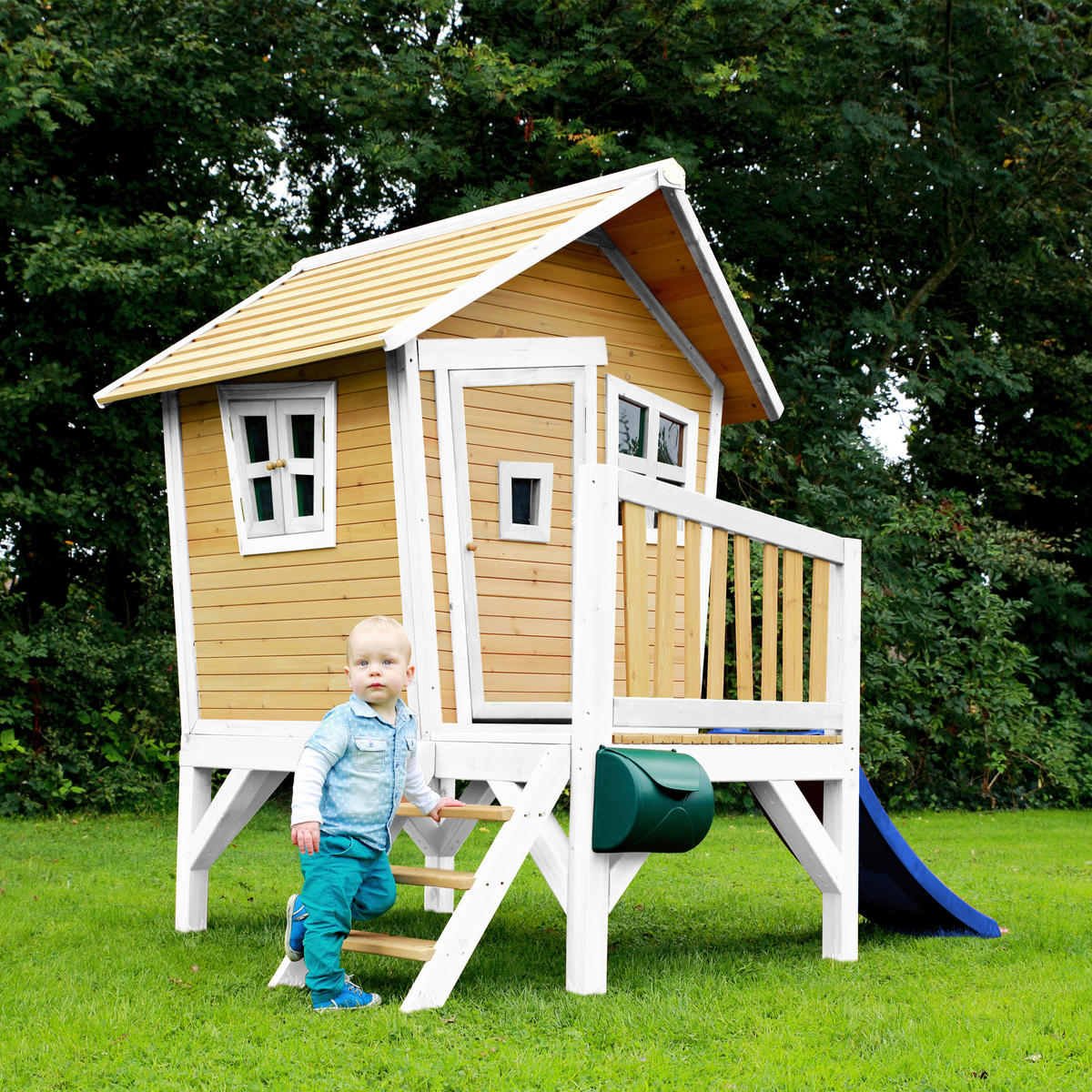 SPIELHAUS 264/203/177 cm  - Blau/Braun, KONVENTIONELL, Holz/Kunststoff (264/203/177cm) - Ambia Garden