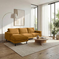 ECKSOFA Cord Senfgelb  - Senfgelb/Schwarz, Design, Textil/Metall (166/238cm) - Livetastic