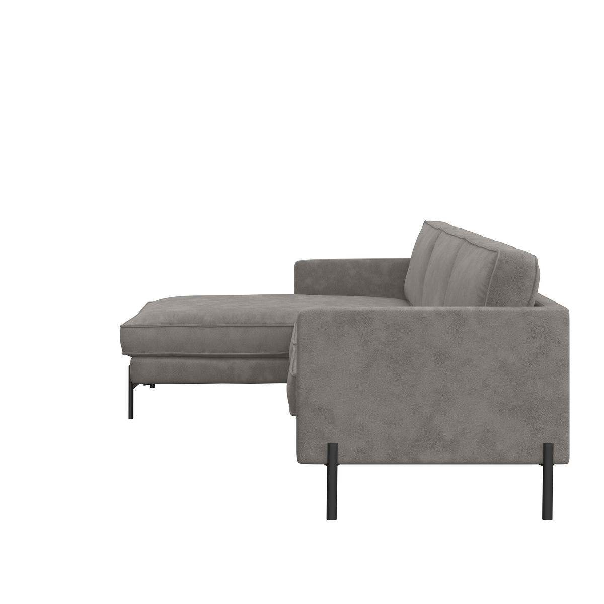 ECKSOFA in Flachgewebe Hellgrau  - Hellgrau/Schwarz, Trend, Textil/Metall (154/232cm) - Livetastic