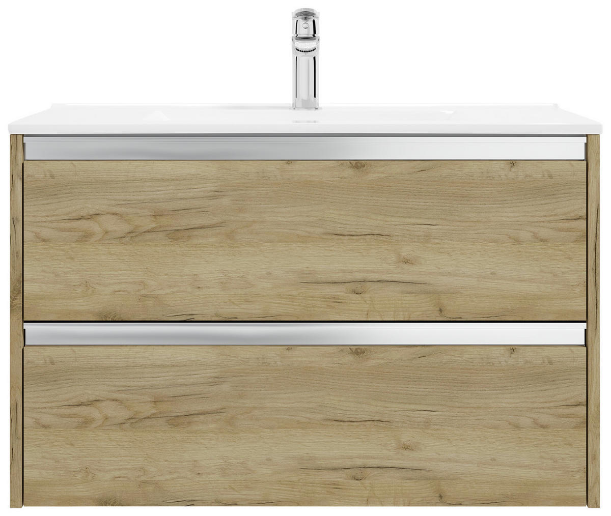 WASCHTISCHKOMBI 80 cm  - Edelstahlfarben/Eichefarben, MODERN, Keramik/Holzwerkstoff (80cm) - MID.YOU