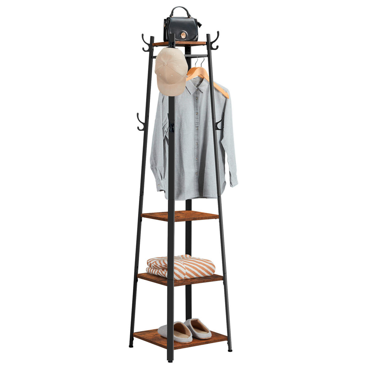 ŠATNÍ STOJAN - černá/hnědá, Trend, kov/kompozitní dřevo (43/180/43cm) - Boxxx
