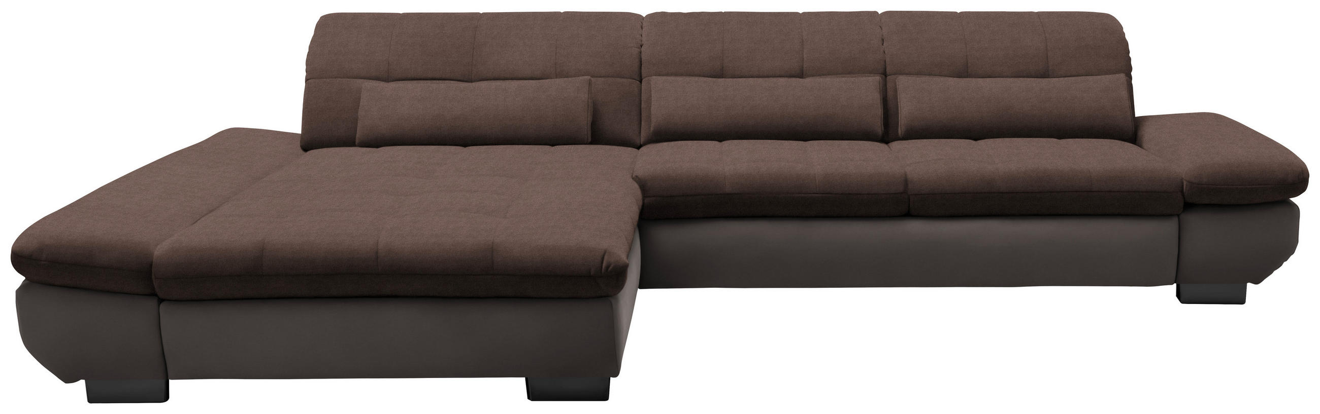 ECKSOFA in Mikrofaser Hellbraun  - Hellbraun/Schwarz, Design, Textil/Metall (204/341cm) - Xora