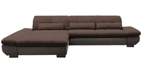 ECKSOFA in Mikrofaser Hellbraun 204/341 cm - Hellbraun/Schwarz, Design, Textil/Metall (204/341cm) - Xora