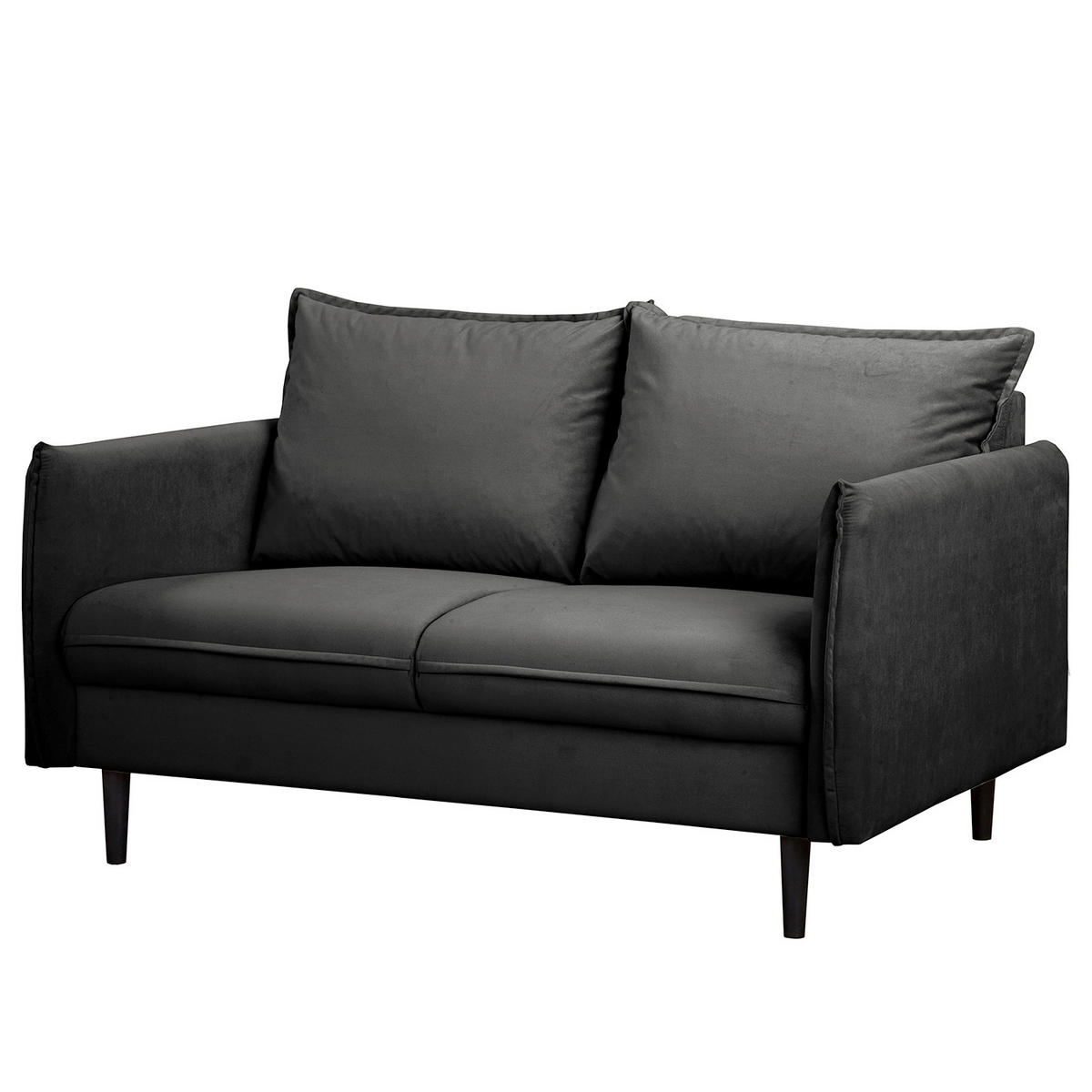 2-SITZER-SOFA Samt Schwarz  - Schwarz, Design, Holz/Textil (138/86/100cm) - P & B
