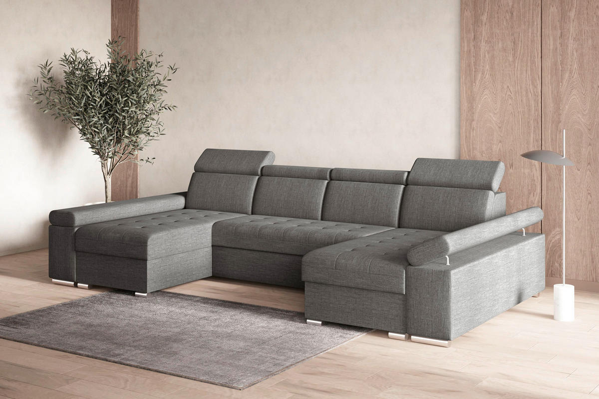 WOHNLANDSCHAFT TORONTO U Grau Webstoff  - Silberfarben/Grau, Design, Textil (168/330/168cm) - MID.YOU