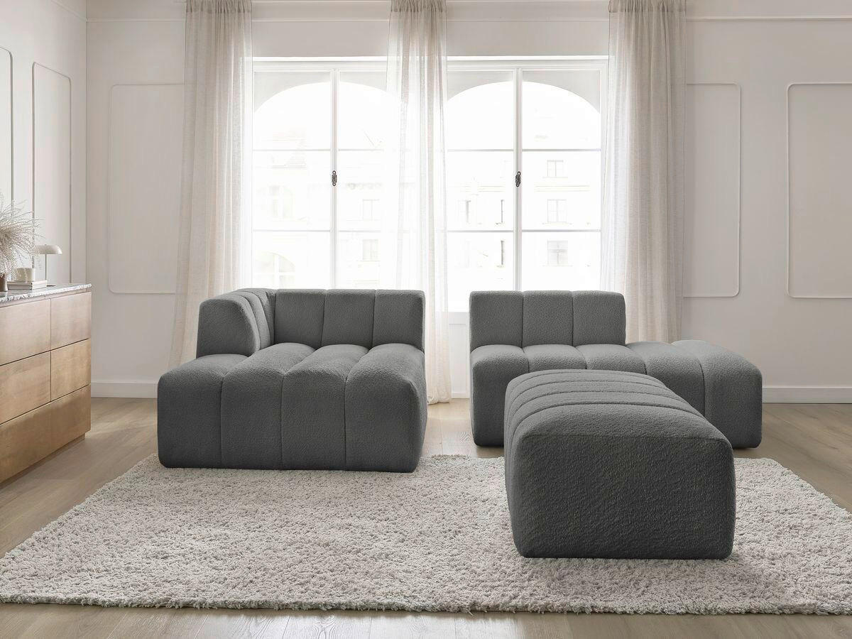 ECKSOFA  ANNECY Dunkelgrau Bouclé  - Dunkelgrau/Schwarz, MODERN, Kunststoff/Textil (170/262cm)