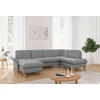 WOHNLANDSCHAFT Grau Flachgewebe  - Eichefarben/Grau, KONVENTIONELL, Holz/Textil (164/314/195cm) - Sit & More