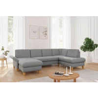 WOHNLANDSCHAFT Grau Flachgewebe  - Eichefarben/Grau, KONVENTIONELL, Holz/Textil (164/314/195cm) - Sit & More