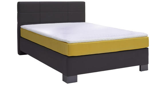 BOXSPRINGBETT 140/200 cm in Anthrazit, Gelb - Anthrazit/Gelb, Design, Textil (140/200cm) - Hom`in