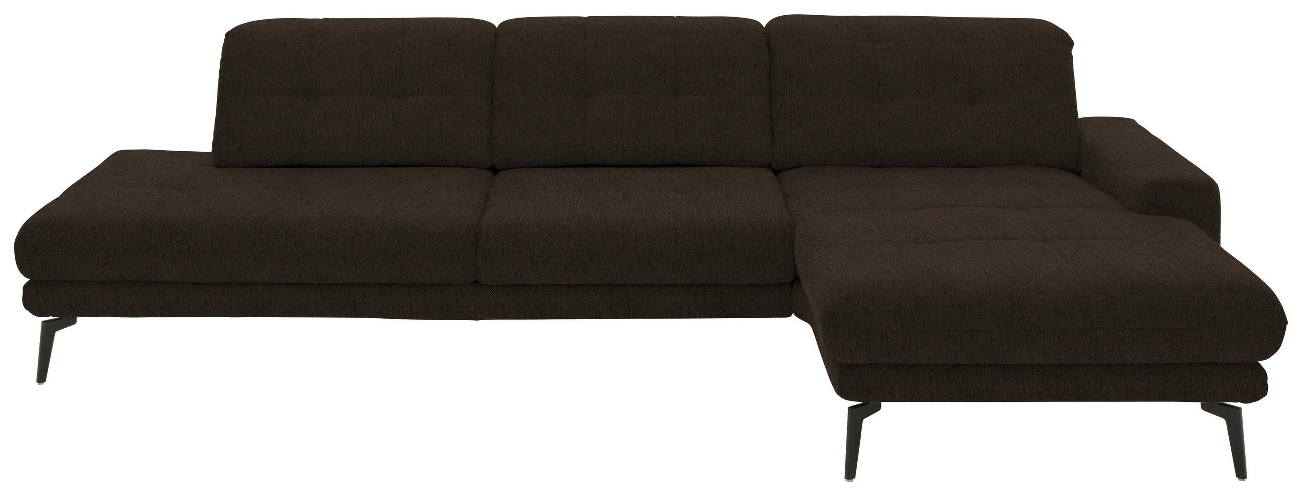 ECKSOFA in Flachgewebe Dunkelbraun  - Dunkelbraun/Schwarz, Design, Textil/Metall (309/190cm) - Beldomo Style