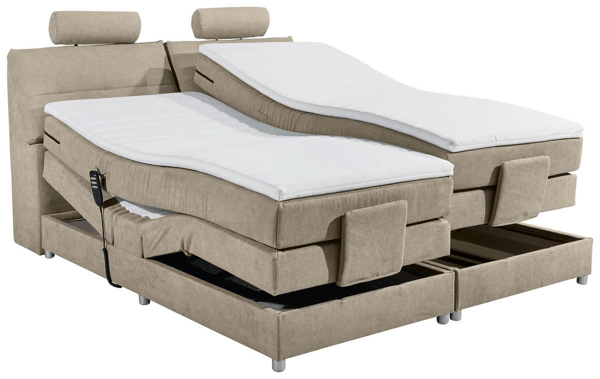BOXSPRINGBETT 180/200 cm  in Sandfarben  - Sandfarben/Silberfarben, Modern, Holzwerkstoff/Kunststoff (180/200cm) - MID.YOU