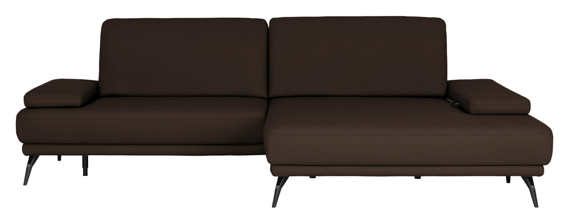 ECKSOFA Echtleder Dunkelbraun  - Dunkelbraun/Schwarz, Konventionell, Leder/Metall (301/180cm) - Joop!