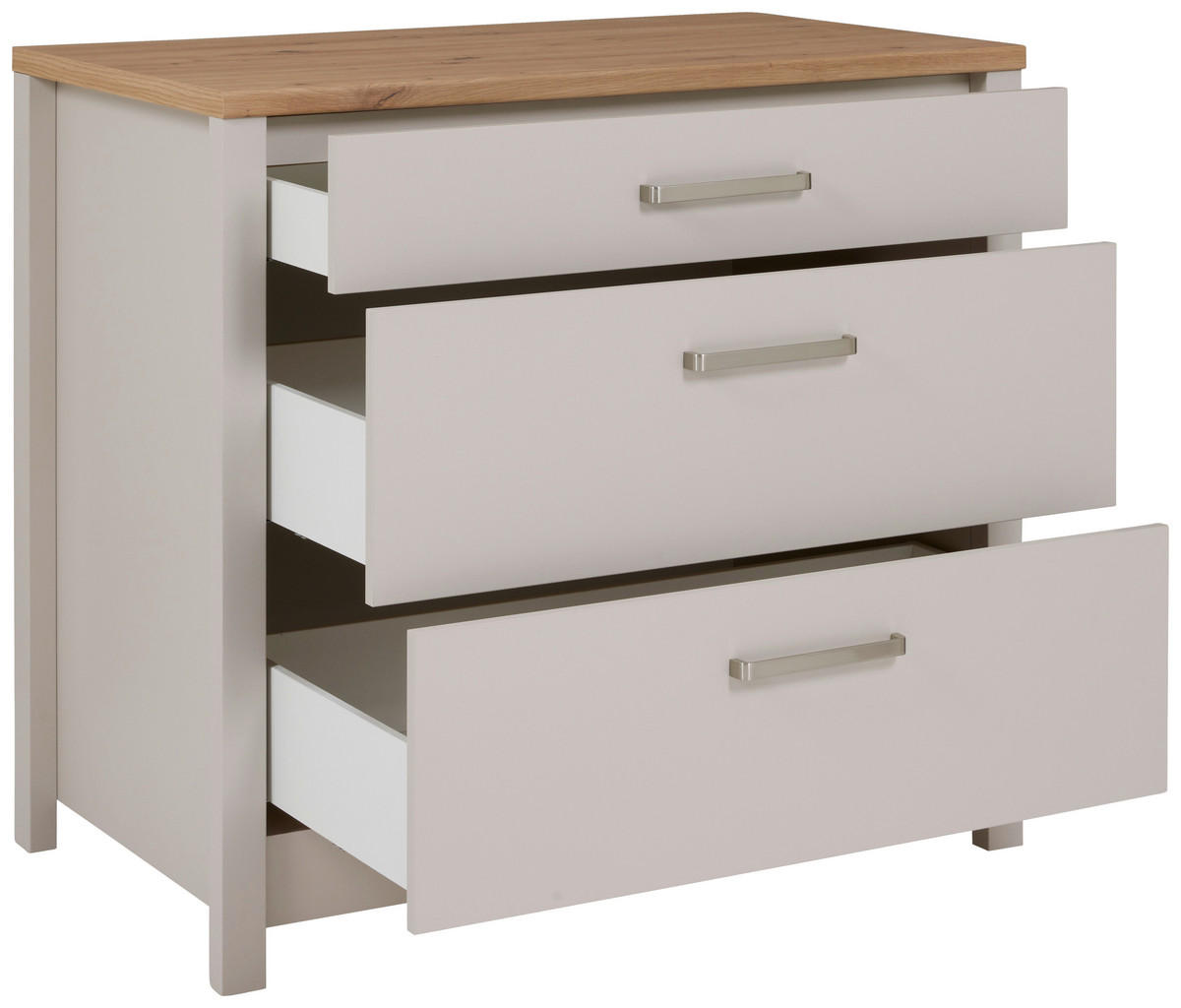 SCHUBKASTENUNTERSCHRANK 100/92/60 cm  in Kaschmir, Eiche Artisan  - Kaschmir/Silberfarben, ROMANTIK / LANDHAUS, Holzwerkstoff/Metall (100/92/60cm) - home24