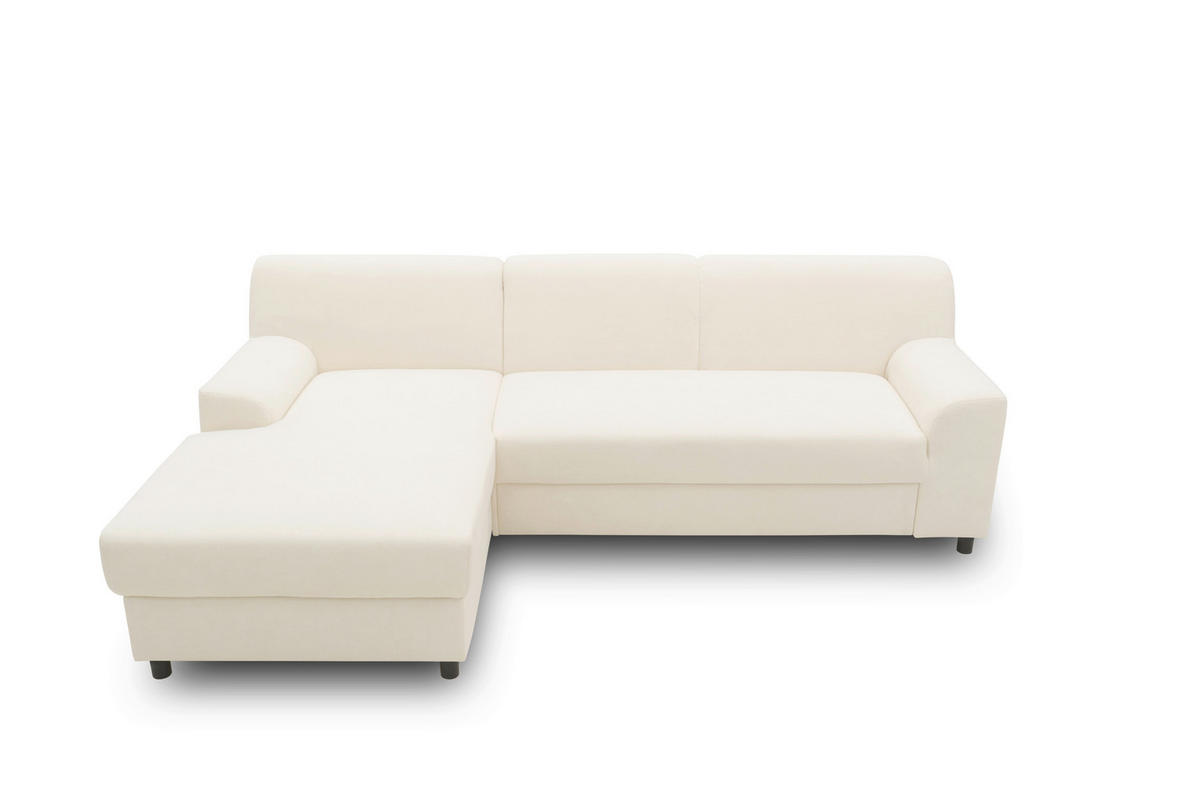 ECKSCHLAFSOFA  CAPRI 2 Creme Mikrofaser  - Creme/Schwarz, Basics, Kunststoff/Textil (146/241cm) - MID.YOU