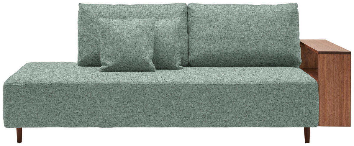 SCHLAFSOFA in Textil Mintgrün  - Nussbaumfarben/Mintgrün, Natur, Holz/Textil (228/90/100cm) - Joka