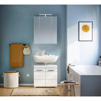 BADEZIMMER 2-teilig  in  - Weiß Hochglanz/Silberfarben, MODERN, Glas/Holzwerkstoff (60/182/34cm) - MID.YOU