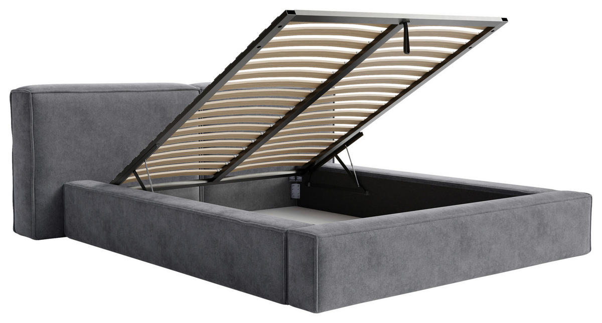 POLSTERBETT Lattenrost, Bettkasten 180/200 cm  in Anthrazit  - Anthrazit/Schwarz, Design, Holz/Textil (180/200cm) - Boxxx