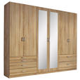 DREHTÜRENSCHRANK  in Sonoma Eiche  - Alufarben/Sonoma Eiche, Basics, Glas/Holzwerkstoff (271/210/54cm) - Xora