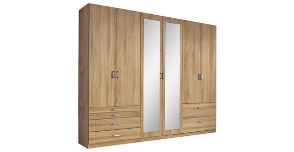 DREHTÜRENSCHRANK  in Sonoma Eiche  - Alufarben/Sonoma Eiche, Basics, Glas/Holzwerkstoff (271/210/54cm) - Xora