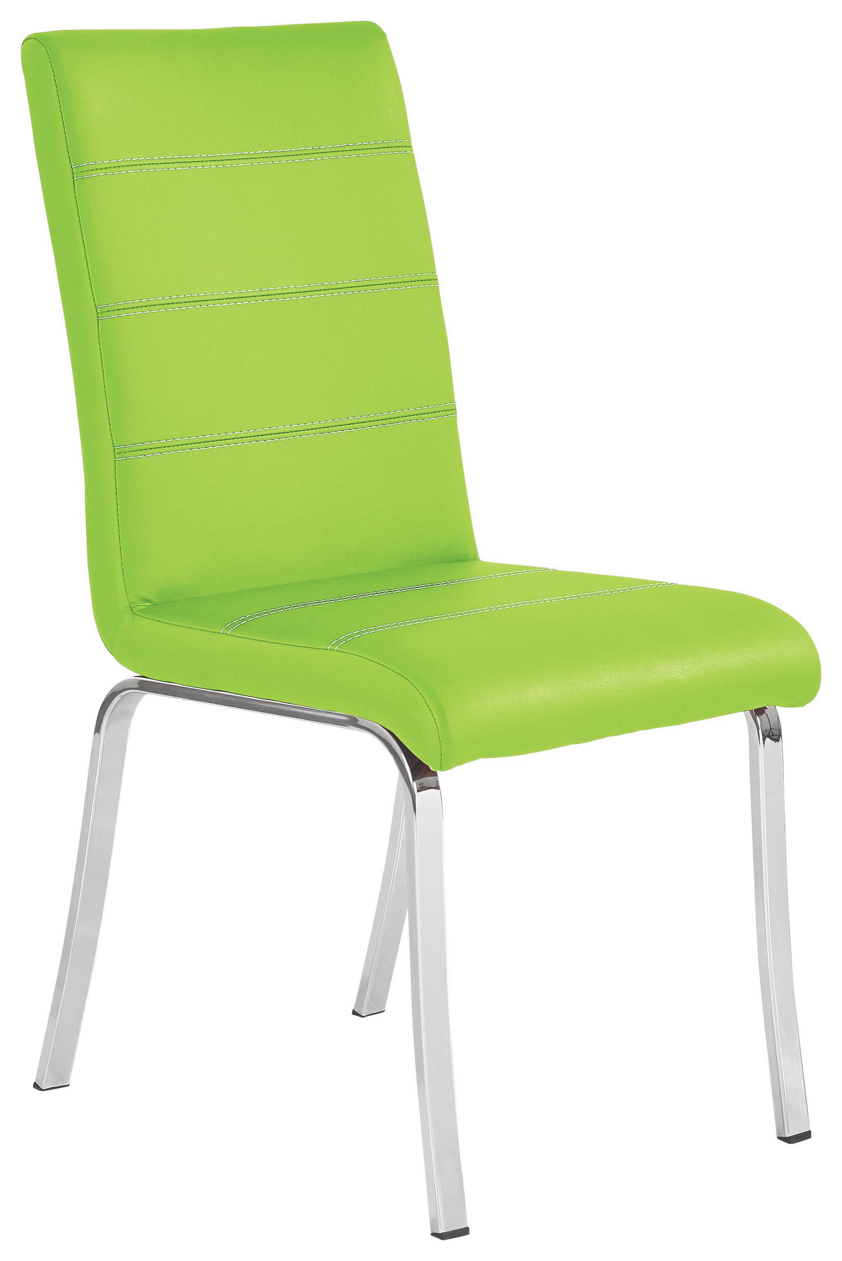 Stuhl in Metall, Textil Edelstahlfarben, Limette