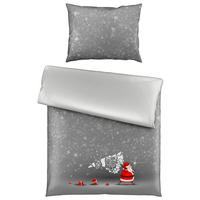OBOJESTRANSKA POSTELJNINA Christmas Collection 140/200 cm saten siva  - siva, Basics, tekstil (140/200cm) - X-Mas