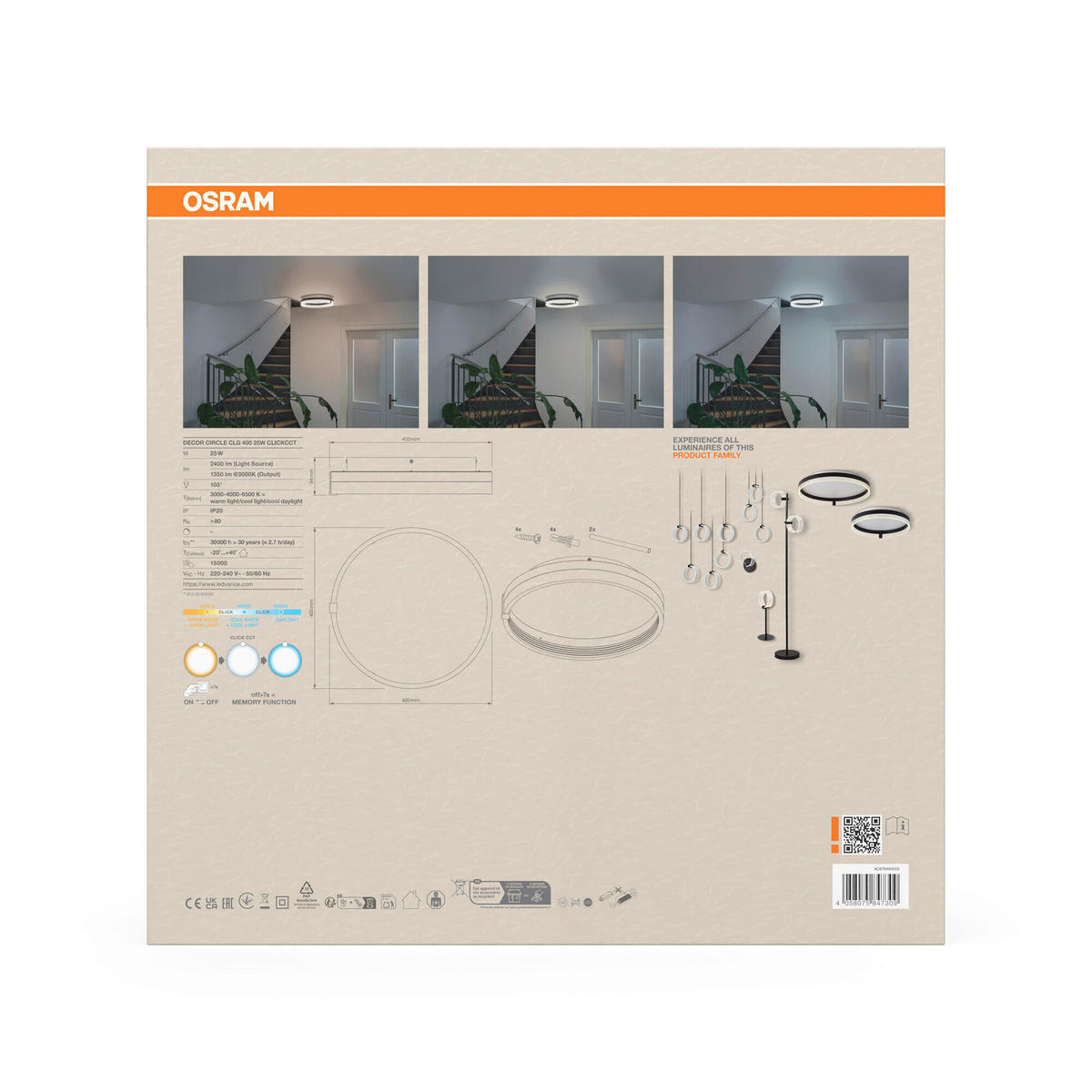 LED-DECKENLEUCHTE 40/9,4 cm   - Schwarz, Design, Kunststoff (40/9,4cm) - Osram