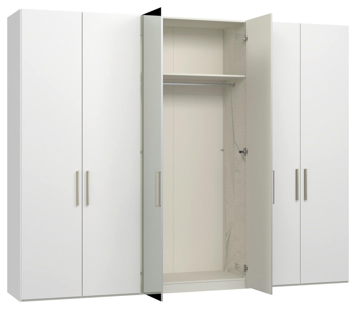 DREHTÜRENSCHRANK 303/236/59 cm,  in Weiß, 6-türig  - Edelstahlfarben/Weiß, Design, Glas/Holzwerkstoff (303/236/59cm) - Jutzler