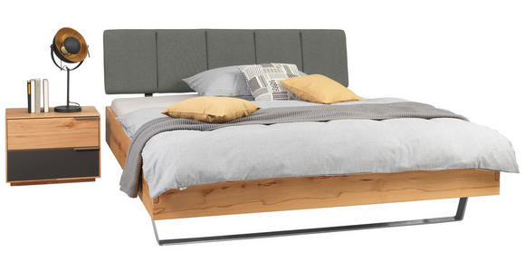 BETT 180/200 cm  in Grau, Buchefarben  - Anthrazit/Buchefarben, KONVENTIONELL, Holz/Textil (180/200cm) - Valnatura