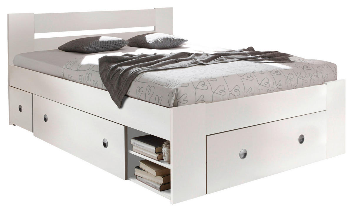 SET KREVETA I NOĆNIH ORMARIĆA   140/200 cm   bijela  - bijela, Moderno (140/200cm) - MID.YOU