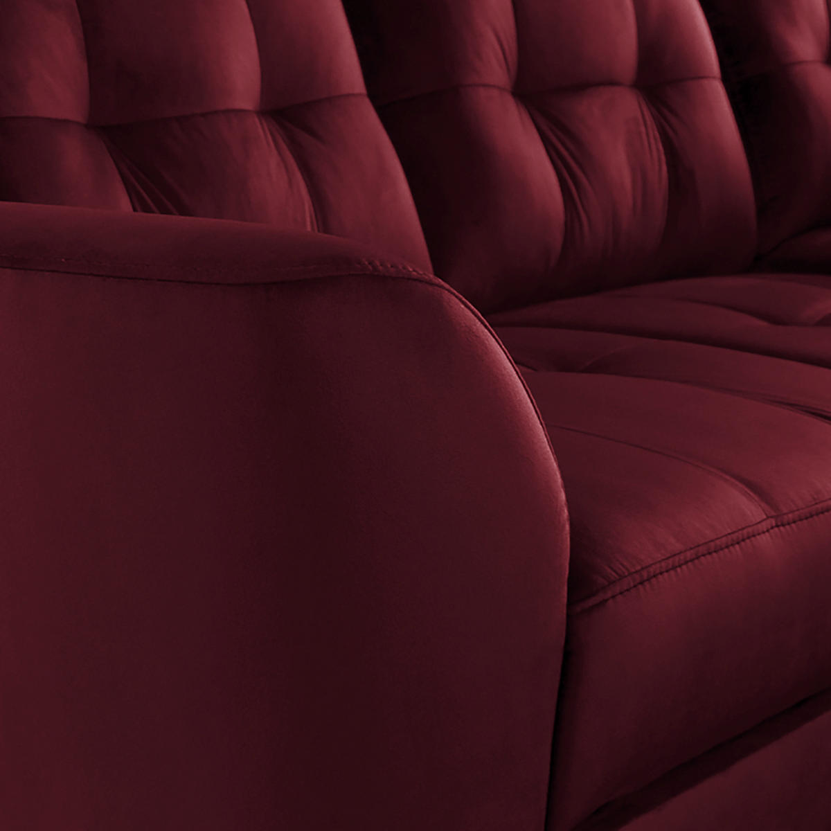 ECKSOFA Rot Samt  - Buchefarben/Rot, Design, Holz/Textil (236/190cm) - Livetastic