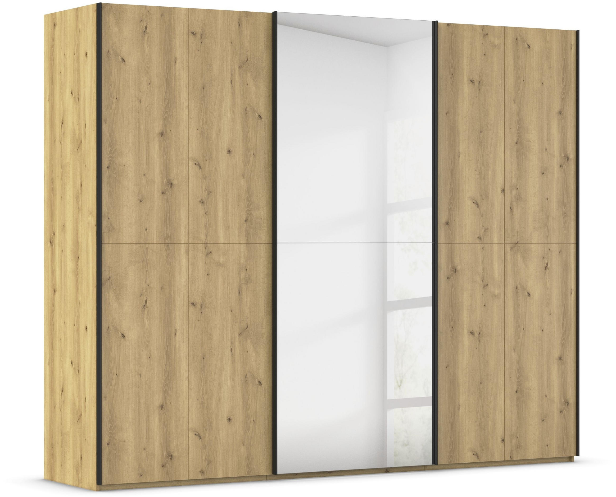 SCHWEBETÜRENSCHRANK 270/223/68 cm 3-türig Eichefarben  - Eichefarben/Schwarz, Design, Holz/Holzwerkstoff (270/223/68cm) - Novel