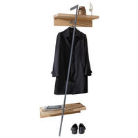 GARDEROBENSTANGE Wildeiche furniert, mehrschichtige Massivholzplatte (Tischlerplatte) Anthrazit, Wildeiche  - Wildeiche/Anthrazit, Natur, Holz/Metall (86,5/192/36cm) - Voglauer