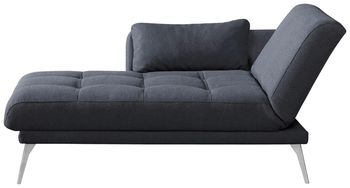 RÉCAMIERE in Dunkelgrau  - Chromfarben/Dunkelgrau, Konventionell, Textil/Metall (200/85/106cm) - Novel