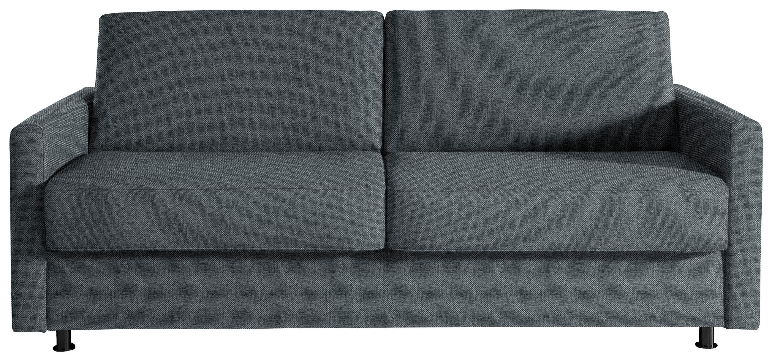SCHLAFSOFA  in Flachgewebe Blaugrau  - Blaugrau/Schwarz, KONVENTIONELL, Textil/Metall (207/88/101cm) - Bali