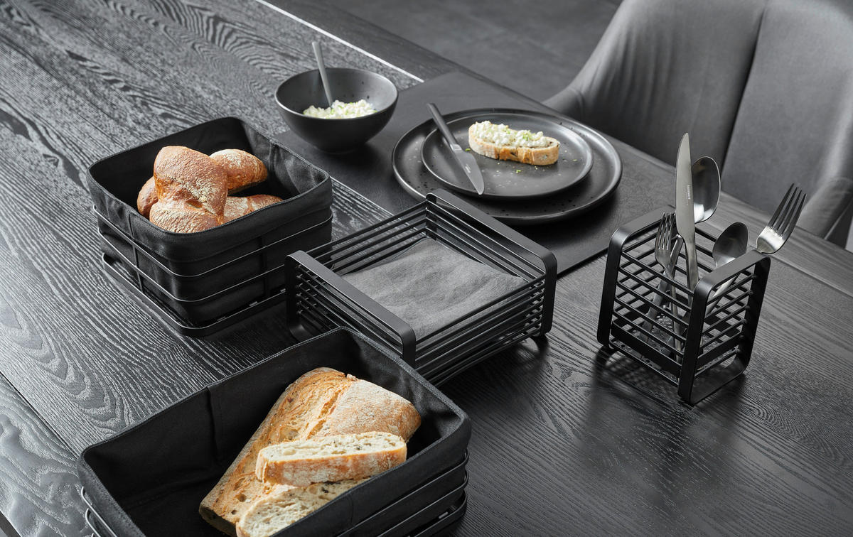 BROTKORB - Schwarz, Basics, Textil/Metall (27/17,5/9cm) - Homeware Profession.