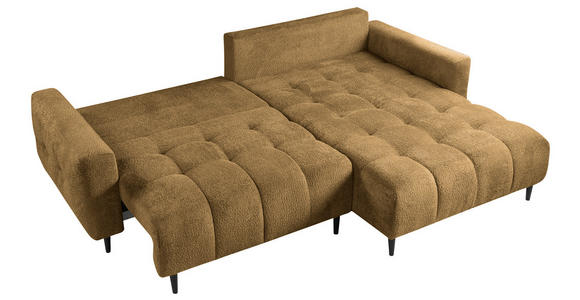 ECKSOFA Honig Chenille  - Schwarz/Honig, KONVENTIONELL, Holz/Textil (266/180cm) - Carryhome