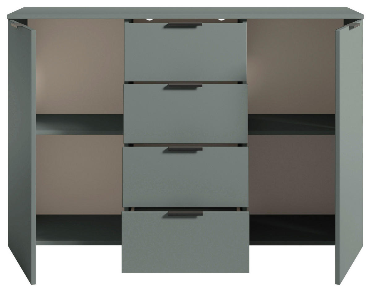 KOMODA S VRATIMA - žalfijazelena/crna, Osnovno, pločasti materijal/plastika (135/90/40cm) - Xora