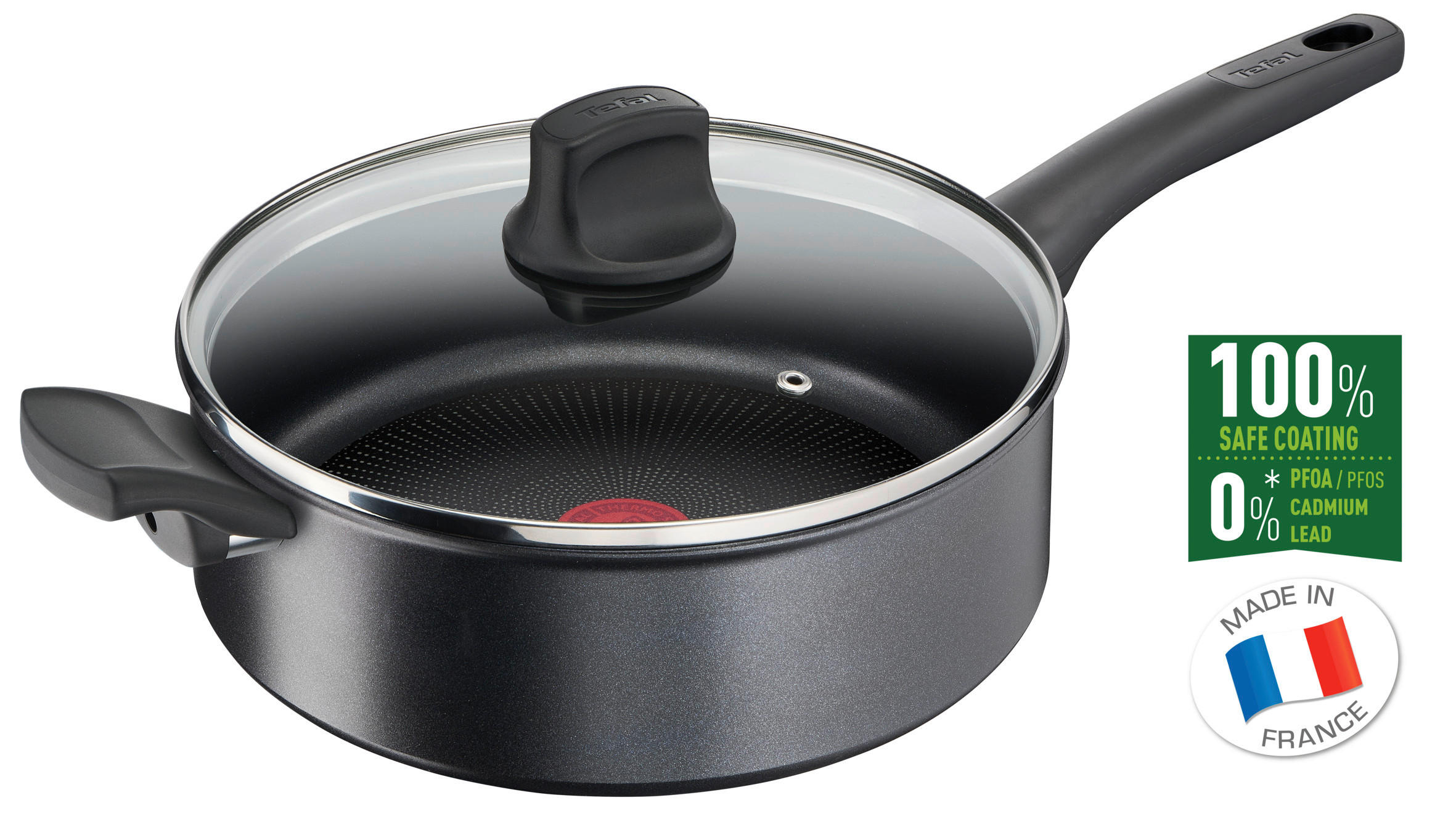 SERPENYŐ 26 cm  - fekete/áttetsző, Basics, Üveg/fém (26cm) - Tefal