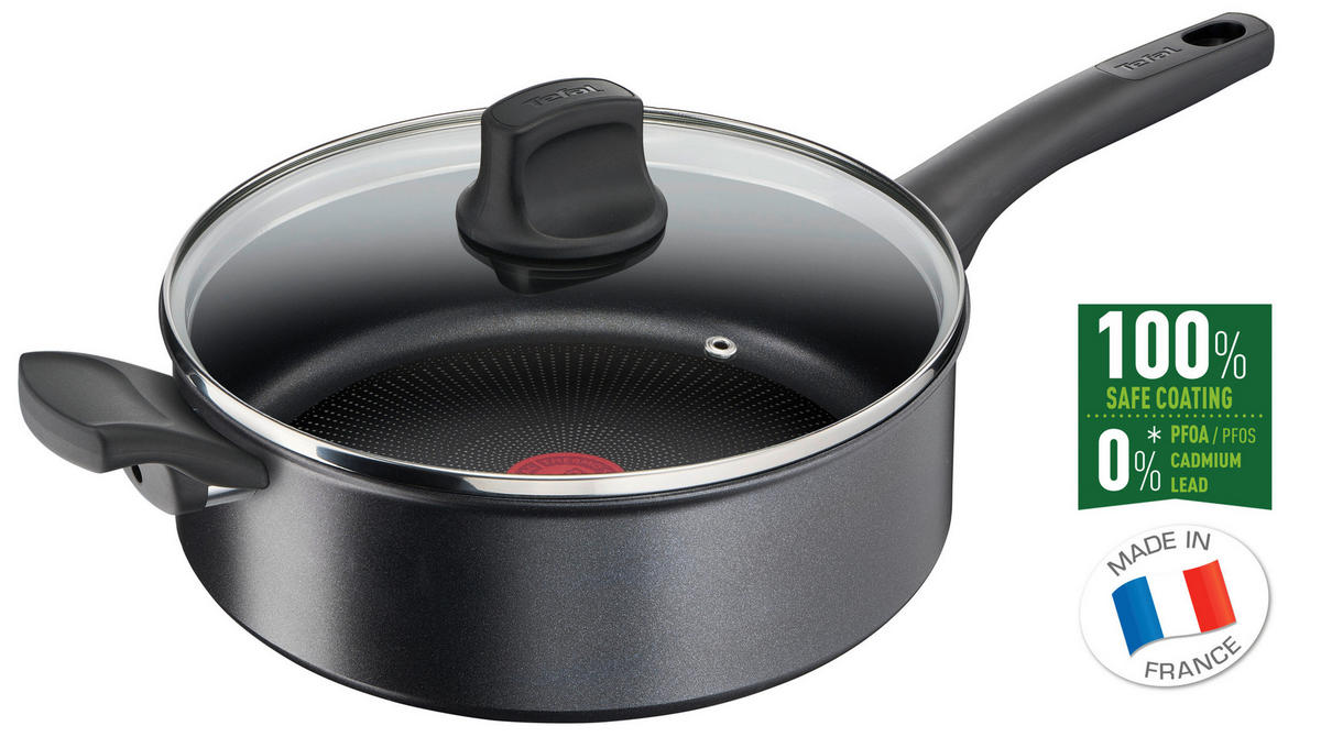 SERPENYŐ 26 cm  - fekete/áttetsző, Basics, Üveg/fém (26cm) - Tefal