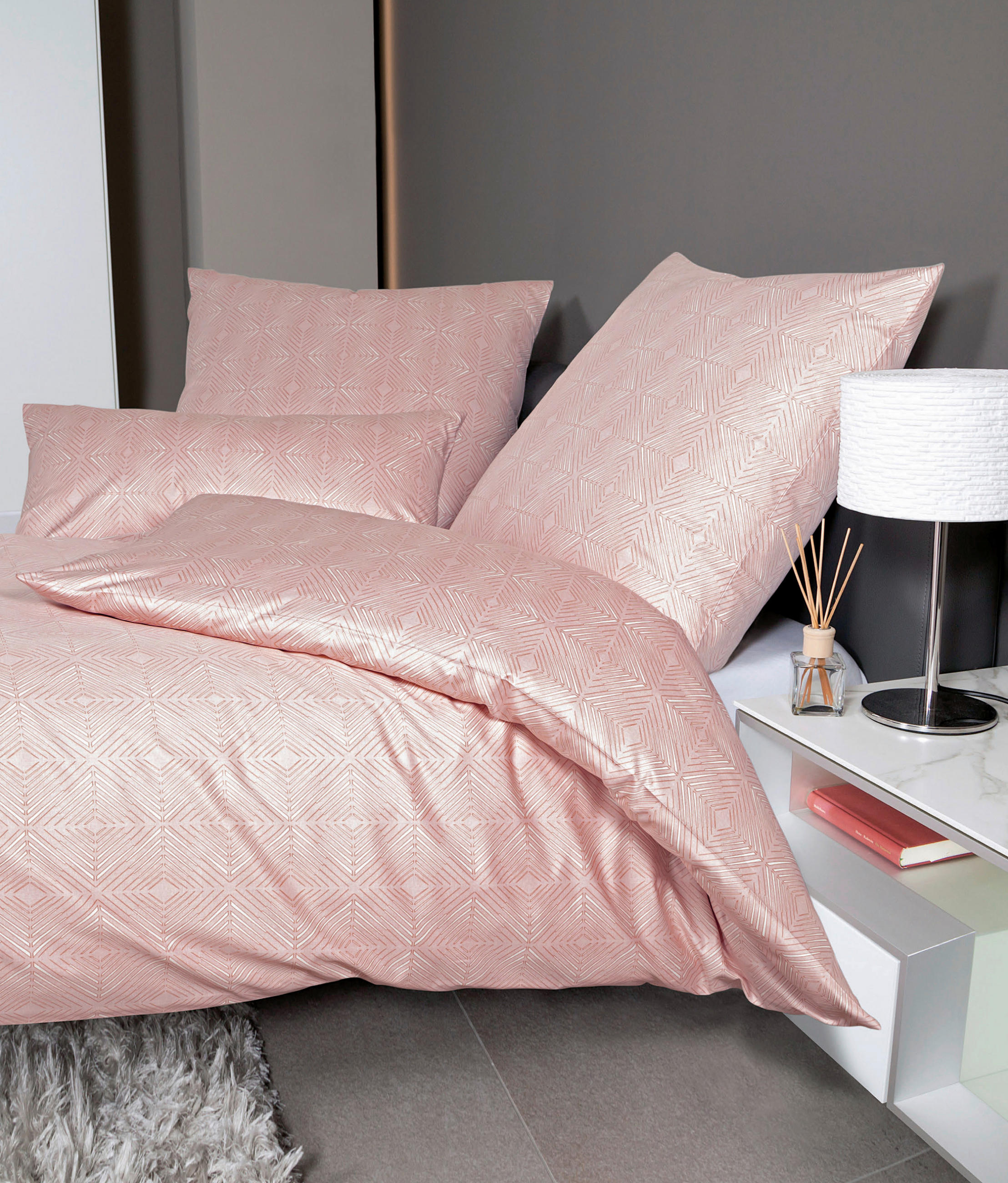 BETTWÄSCHE Milano Makosatin 155/220 cm  - Koralle/Naturfarben, Basics, Textil (155/220cm) - Janine