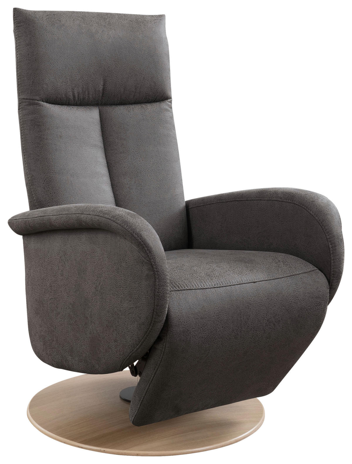 RELAXSESSEL Mikrofaser Anthrazit  - Eiche Bianco/Anthrazit, KONVENTIONELL, Holz/Textil (75/112/82cm) - Sit & More