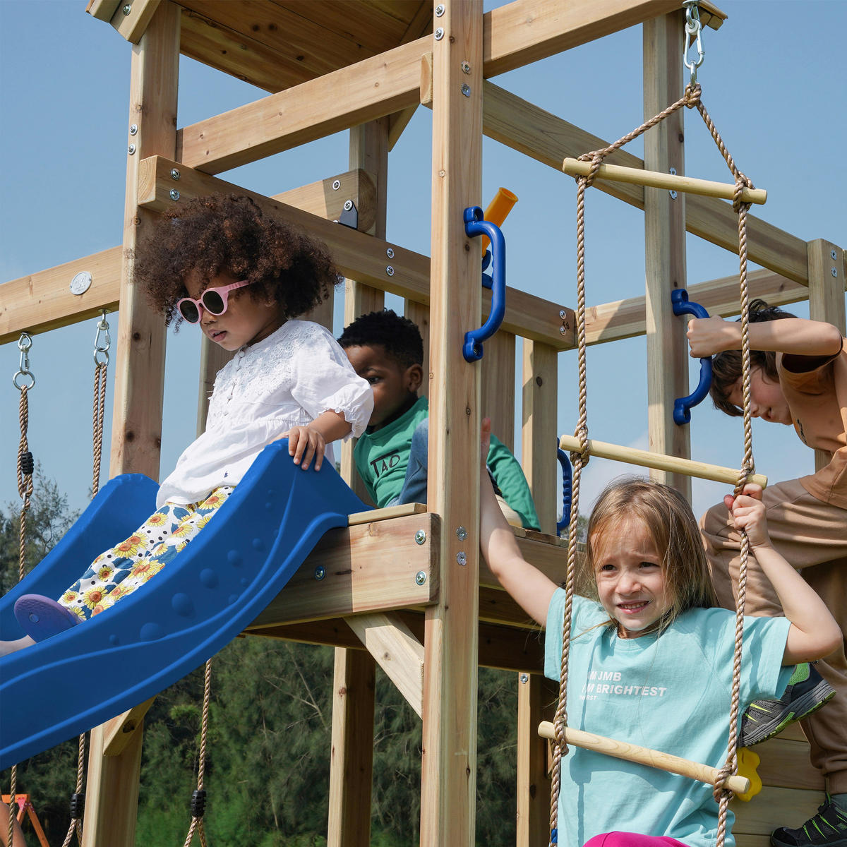 SPIELTURM 342/267/375 cm  - Blau, KONVENTIONELL, Holz/Kunststoff (342/267/375cm) - Ambia Garden