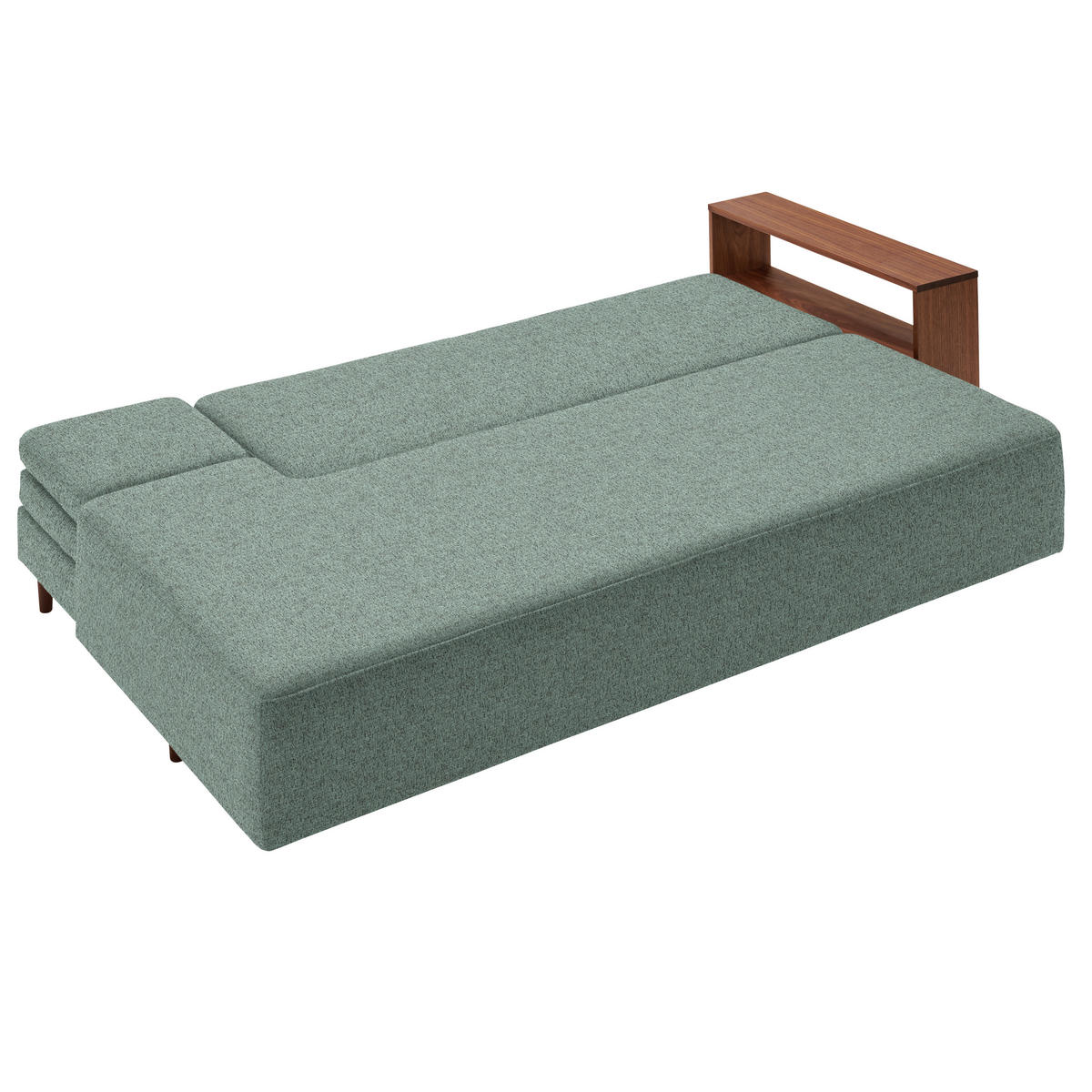 SCHLAFSOFA in Textil Mintgrün  - Nussbaumfarben/Mintgrün, Natur, Holz/Textil (228/90/100cm) - Joka