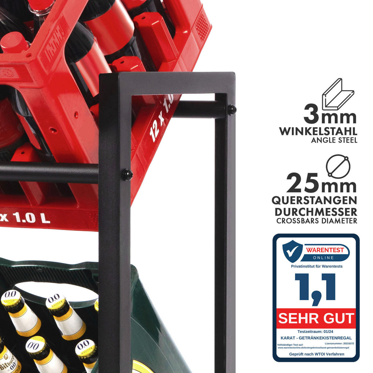 FLASCHENREGAL  - Silberfarben, Basics, Metall (49.5/115.5/32.5cm) - Floordirekt